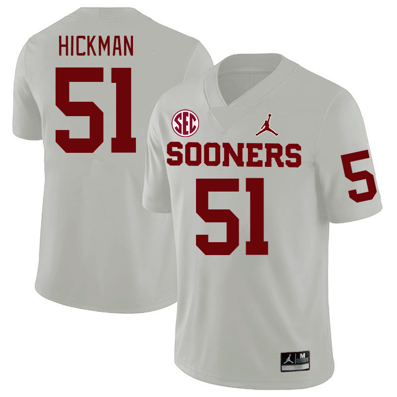 #51 Branson Hickman Oklahoma Sooners 2024 SEC Conference College Football Jerseys-White